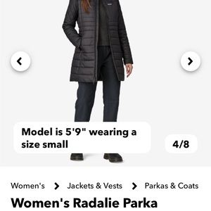 Patagonia Radalie Parka Size Small Black